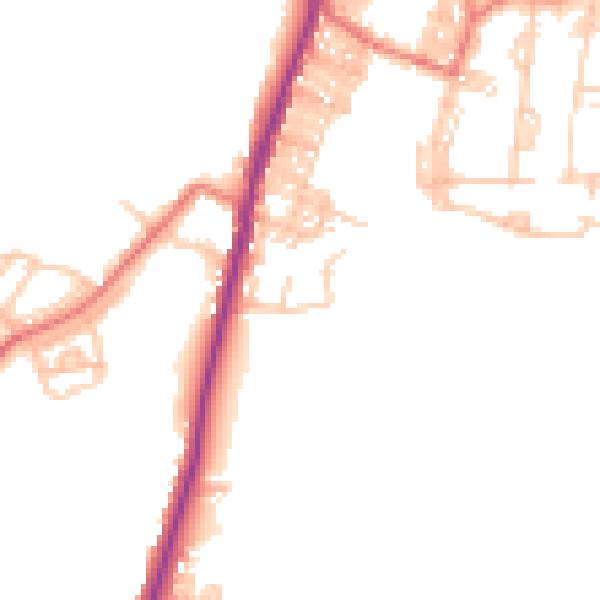 Daytime road noise heatmap for BB18 6YQ
