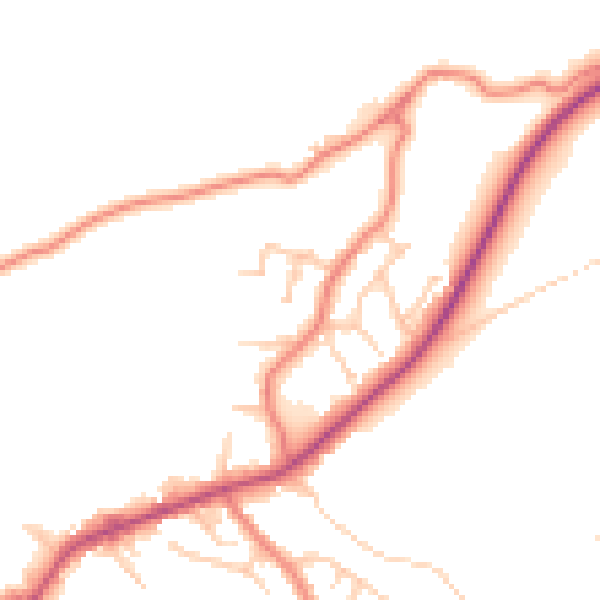 Daytime road noise heatmap for BB18 6YW