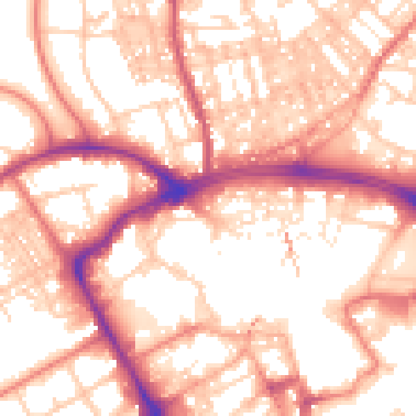 Daytime road noise heatmap for BB2 1AN