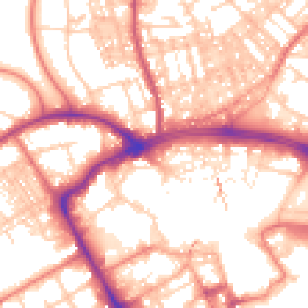 Daytime road noise heatmap for BB2 1AW