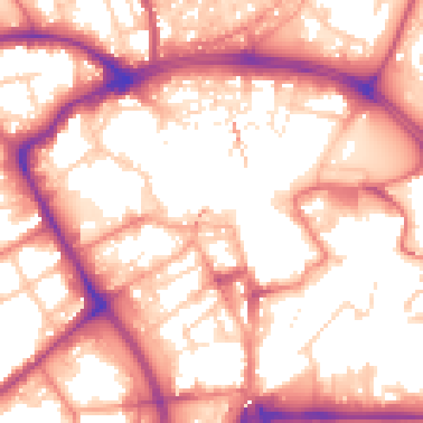 Daytime road noise heatmap for BB2 1BD