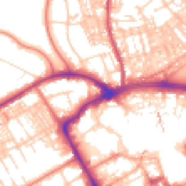 Daytime road noise heatmap for BB2 1DB