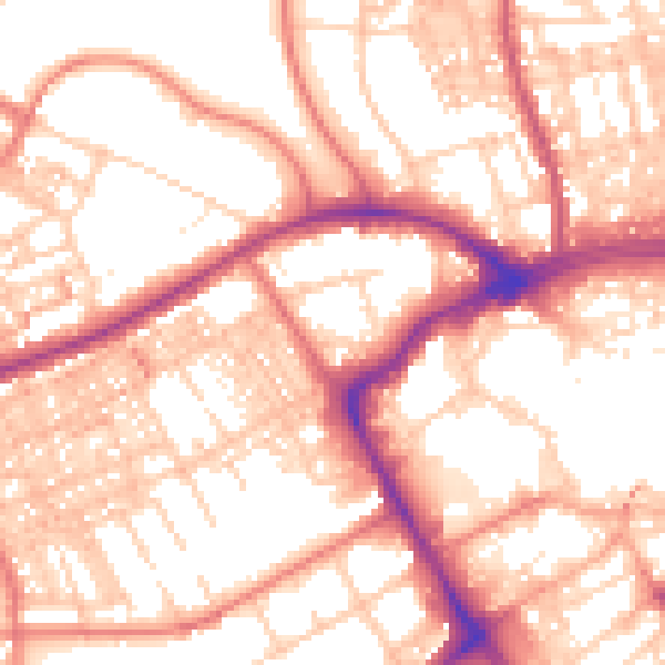 Daytime road noise heatmap for BB2 1DE