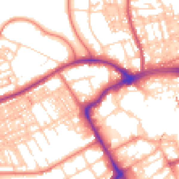 Daytime road noise heatmap for BB2 1DG