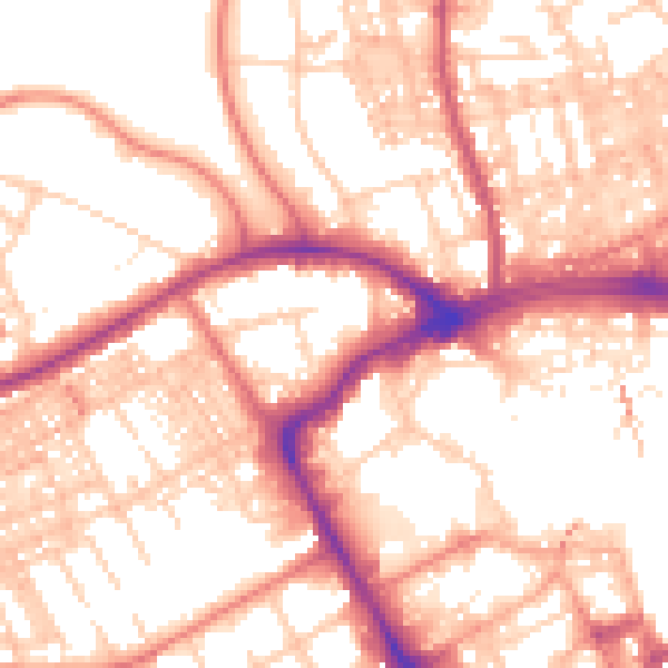 Daytime road noise heatmap for BB2 1DQ