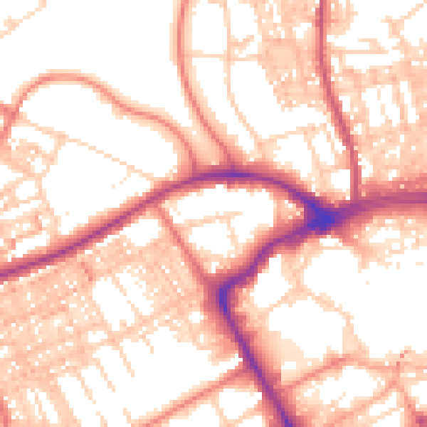 Daytime road noise heatmap for BB2 1DY