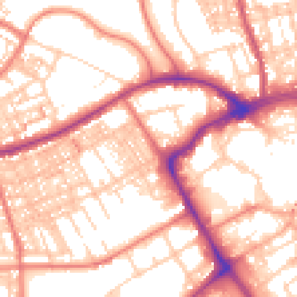 Daytime road noise heatmap for BB2 1EH