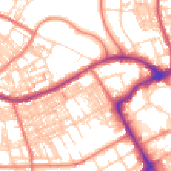 Daytime road noise heatmap for BB2 1EJ