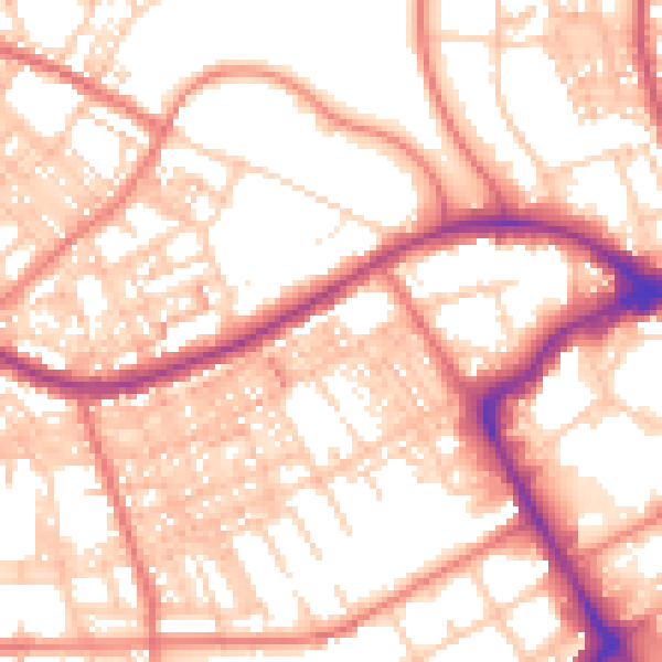 Daytime road noise heatmap for BB2 1EL