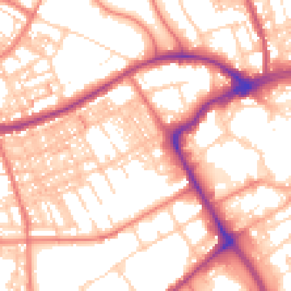 Daytime road noise heatmap for BB2 1ES