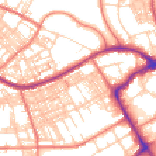 Daytime road noise heatmap for BB2 1EW