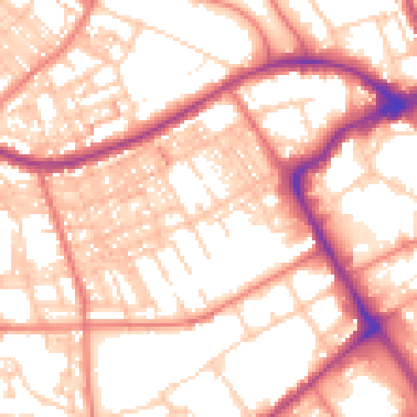 Daytime road noise heatmap for BB2 1HD