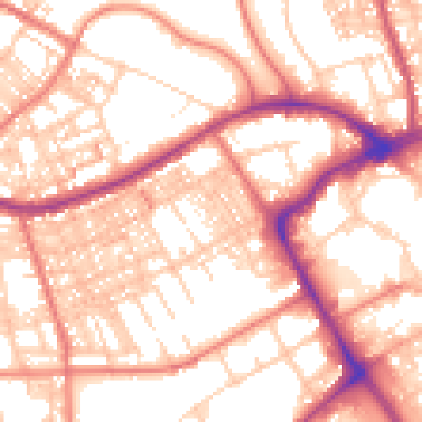 Daytime road noise heatmap for BB2 1HF
