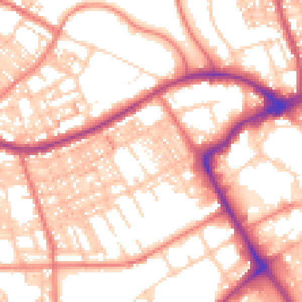 Daytime road noise heatmap for BB2 1HG