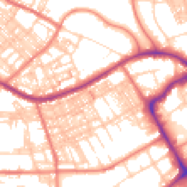 Daytime road noise heatmap for BB2 1HH
