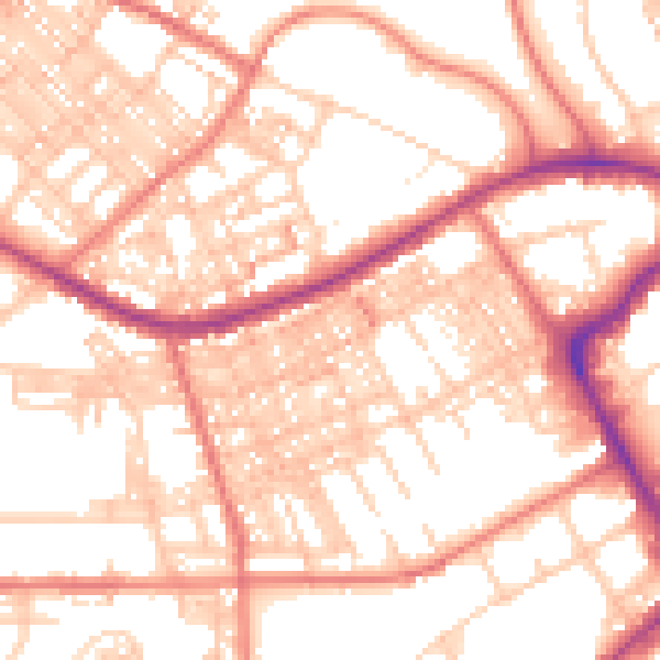Daytime road noise heatmap for BB2 1HP
