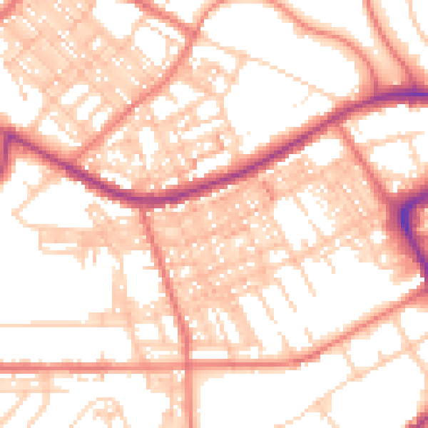 Daytime road noise heatmap for BB2 1HR