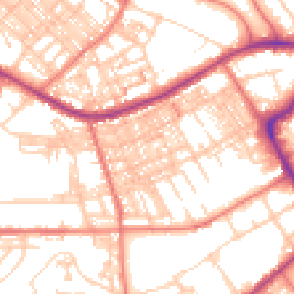 Daytime road noise heatmap for BB2 1HS