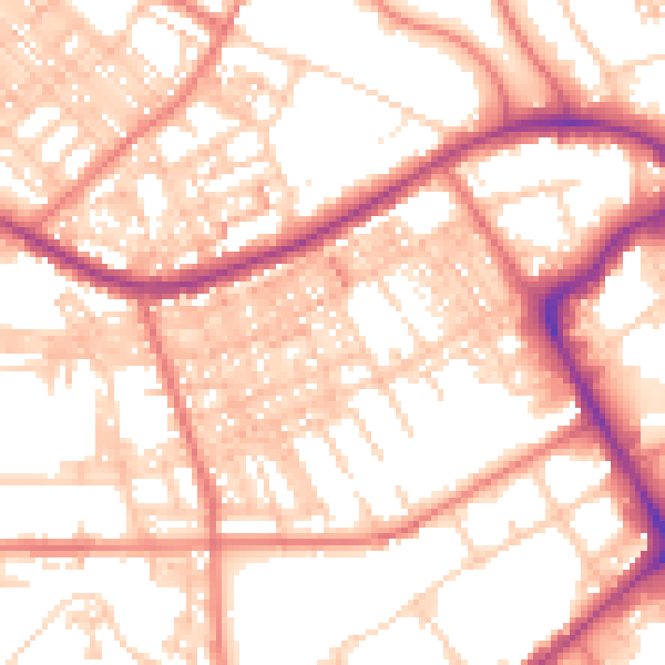 Daytime road noise heatmap for BB2 1HT