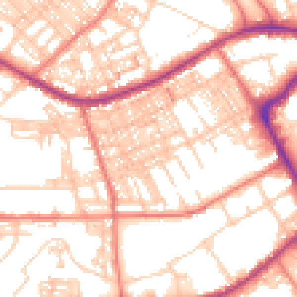 Daytime road noise heatmap for BB2 1HU