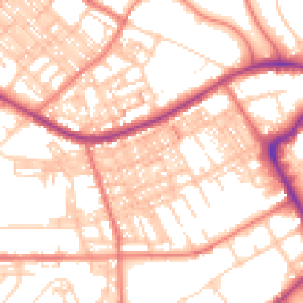 Daytime road noise heatmap for BB2 1HW