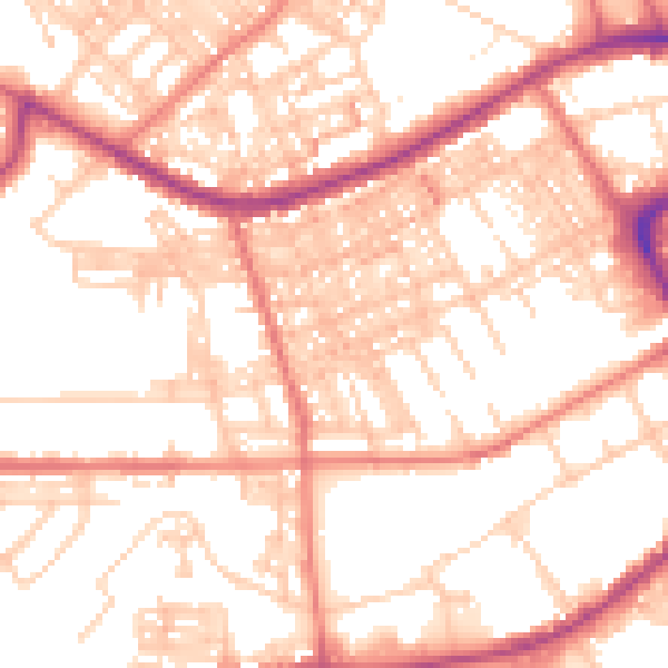Daytime road noise heatmap for BB2 1HX