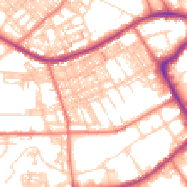 Daytime road noise heatmap for BB2 1HY