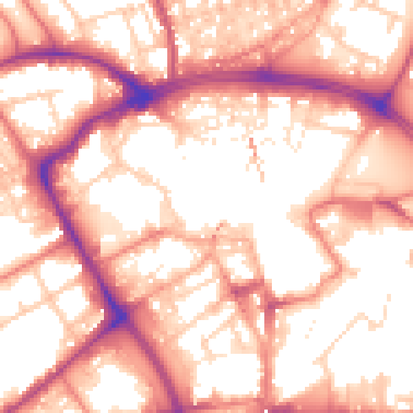 Daytime road noise heatmap for BB2 1JU
