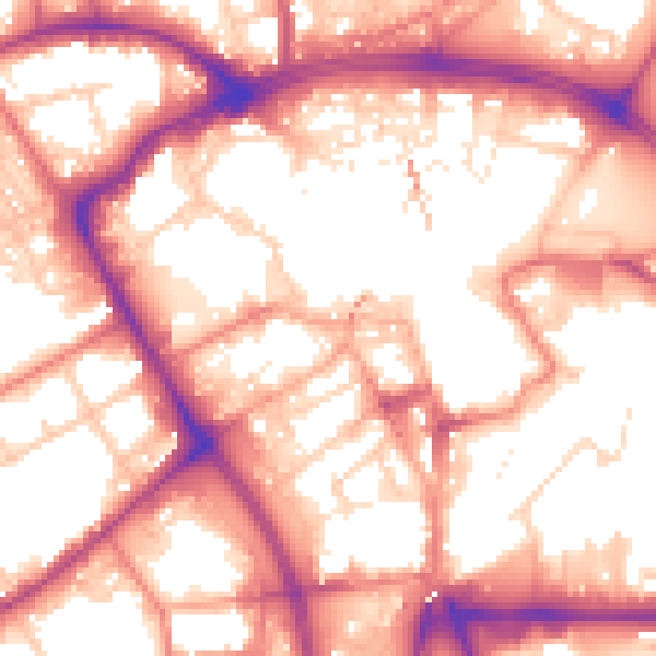 Daytime road noise heatmap for BB2 1LG