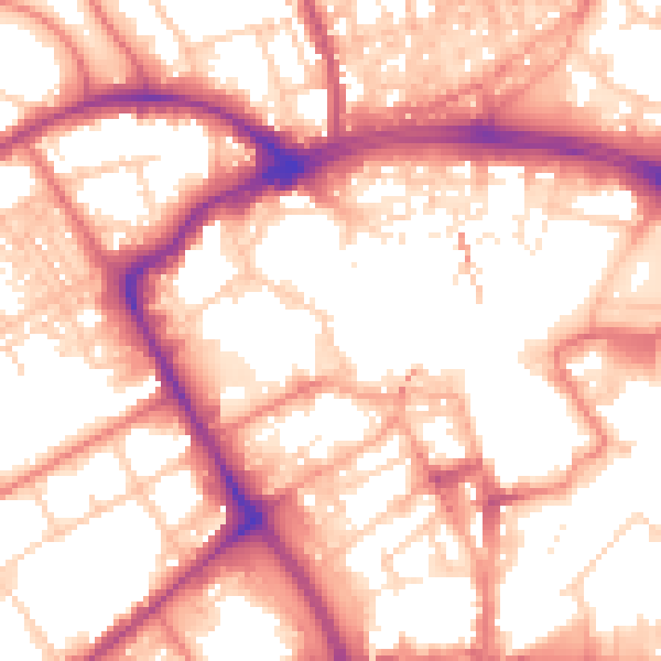 Daytime road noise heatmap for BB2 1LL