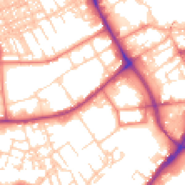 Daytime road noise heatmap for BB2 1NU