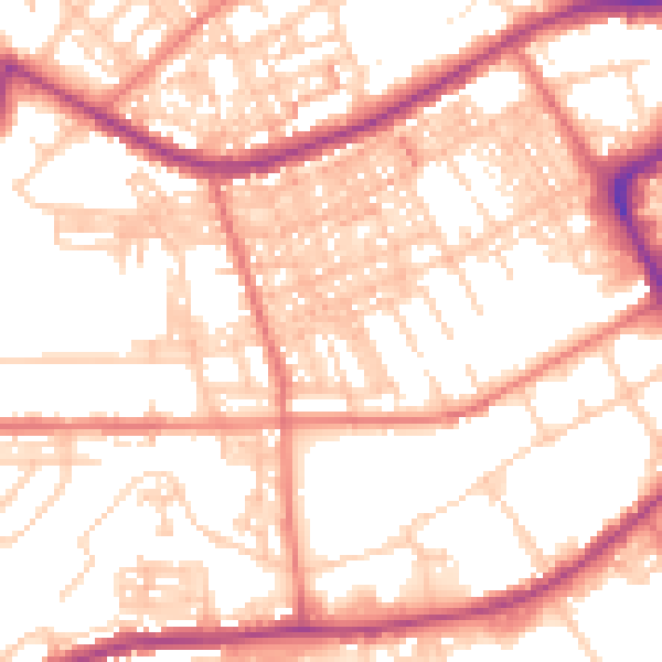 Daytime road noise heatmap for BB2 1QQ