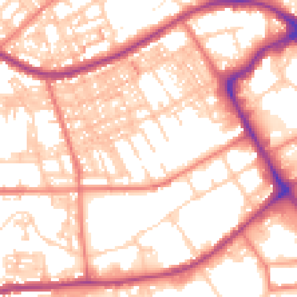 Daytime road noise heatmap for BB2 1QT