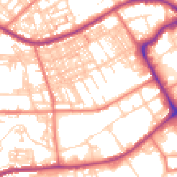 Daytime road noise heatmap for BB2 1QW