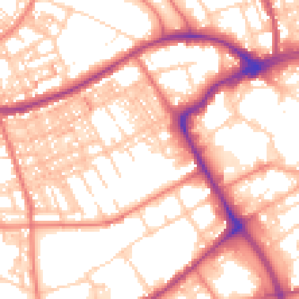 Daytime road noise heatmap for BB2 1RD
