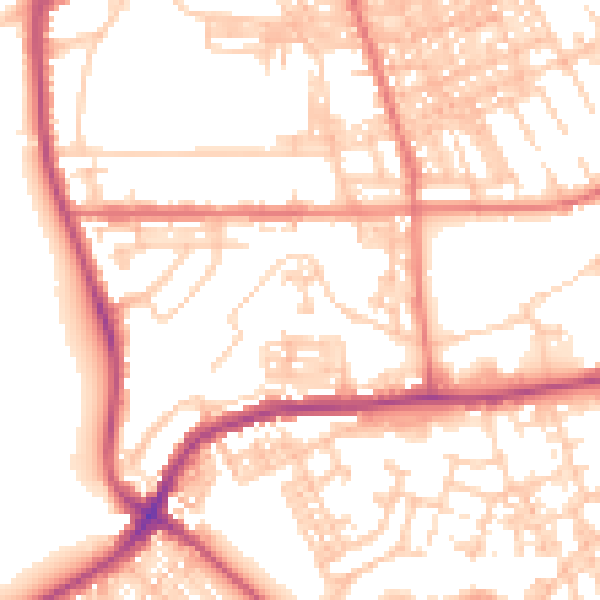 Daytime road noise heatmap for BB2 1UG