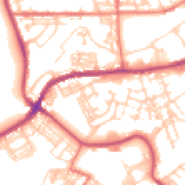 Daytime road noise heatmap for BB2 1UR