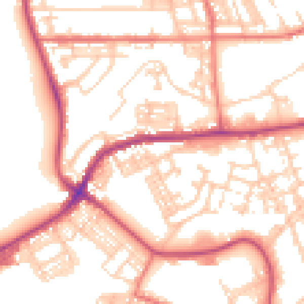 Daytime road noise heatmap for BB2 1UX