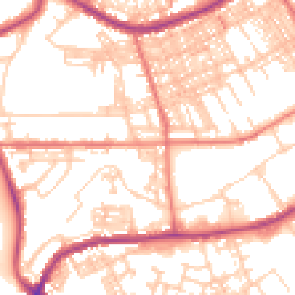Daytime road noise heatmap for BB2 1WA