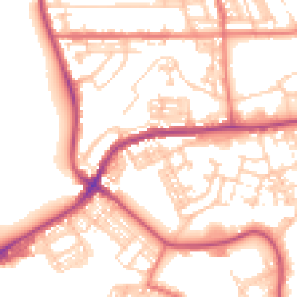 Daytime road noise heatmap for BB2 1XA