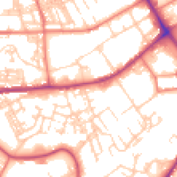 Daytime road noise heatmap for BB2 1XH
