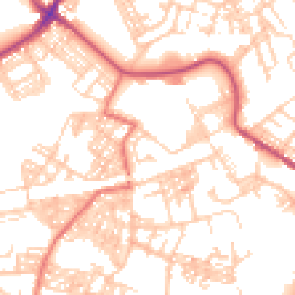Daytime road noise heatmap for BB2 2AS