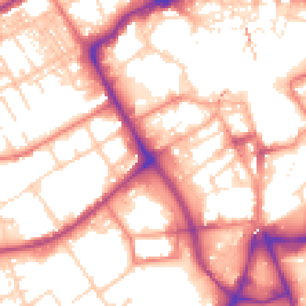 Daytime road noise heatmap for BB2 2DT