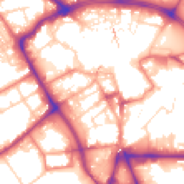 Daytime road noise heatmap for BB2 2ED