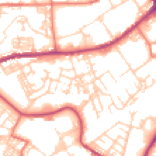Daytime road noise heatmap for BB2 2NL