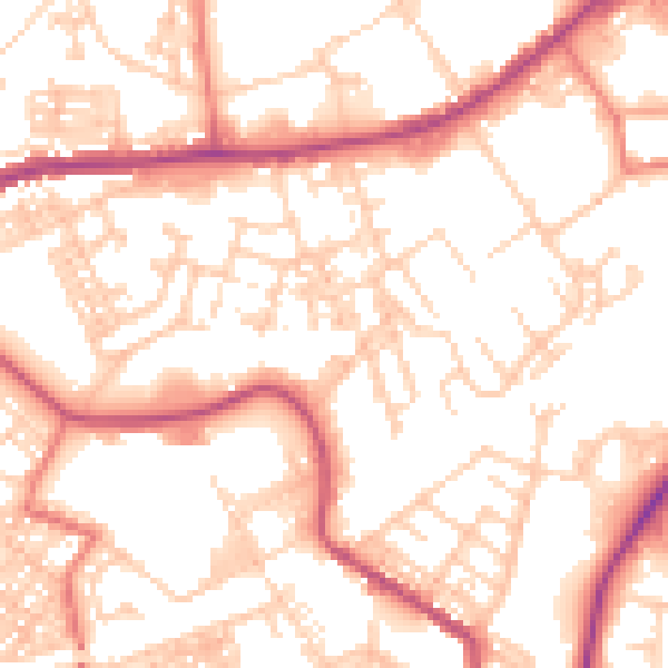 Daytime road noise heatmap for BB2 2NR