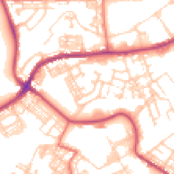 Daytime road noise heatmap for BB2 2PZ