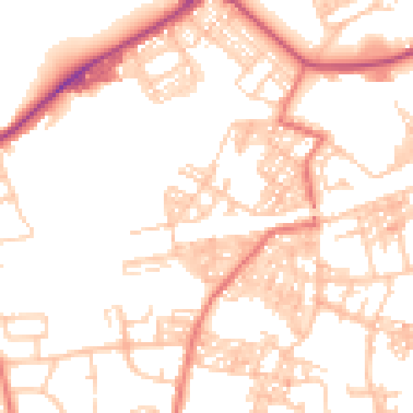 Daytime road noise heatmap for BB2 2QJ