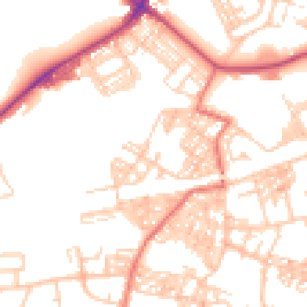 Daytime road noise heatmap for BB2 2QL