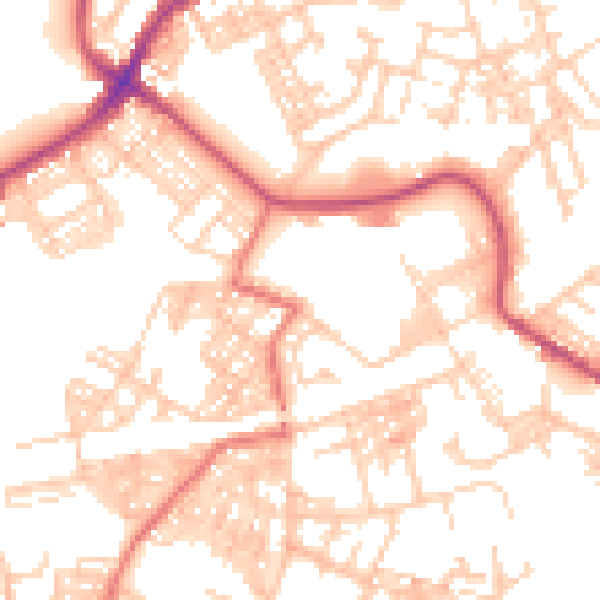 Daytime road noise heatmap for BB2 2RA